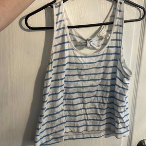 White and blue striped tank top for juniors
